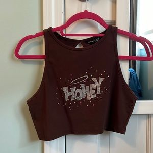 brown shein honey top